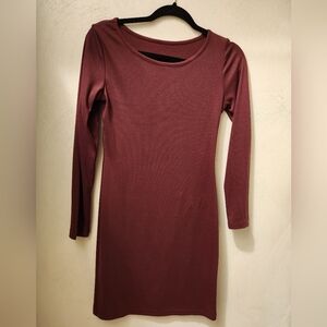 NWOT Unbranded Elegant Burgundy Long Sleeve Dress Medium